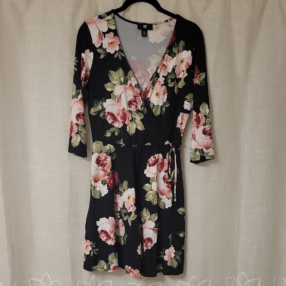Iz Byer Floral Black Dress